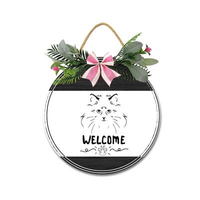 Welcome Word Sign for Front Door Wreath Rustic Wooden Door Hanger Door Decor Sign 11-Inch Farmhouse Front Door Decorations Porch for Home Restaurant Hanging Indoor Outdoor Housewarming Gifts