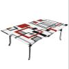 Fitted Tablecloth Elastic Edge Table Cover Abstract Burgundy Red Grey Squares Waterproof Outdoor Table Cloths Mid Century Contemporary Tablecloth for Holiday Party Events 3ft Tables Decor view 1