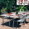 Fitted Tablecloth Elastic Edge Table Cover Abstract Burgundy Red Grey Squares Waterproof Outdoor Table Cloths Mid Century Contemporary Tablecloth for Holiday Party Events 3ft Tables Decor view 3