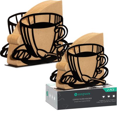 2 PCS Coffee Filter Holder,Coffee Paper Storage Coffee Filter Paper Container Stand for Fan-shaped,T- shaped,Square-shaped Over Filters,Good for Home Kitchen Restaurant Picnic Party wedding etc