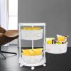 AKaSping 3 Tier Kitchen Storage Rack with Wheels 180 Rotating Storage Shelf Household Floor-Standing Movable Storage Rack for Kitchen Bathroom Living Room Storage Vegetable Fruit Snack view 1