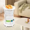 AKaSping 3 Tier Kitchen Storage Rack with Wheels 180 Rotating Storage Shelf Household Floor-Standing Movable Storage Rack for Kitchen Bathroom Living Room Storage Vegetable Fruit Snack view 3