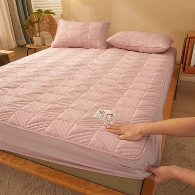 3pc Quilted Fitted Sheet with Pillowcase, Thick Mattress Protector Noiseless Mattress Cover Breathable Soft Mattress Pad Protector Deep Pocket Ultra Soft, Wrinkle and Fade Resistant, Fits up to 16" th