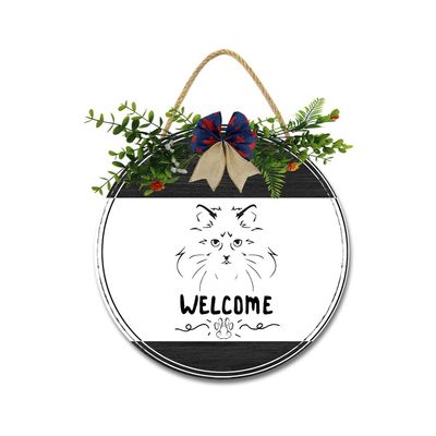 Welcome Word Sign for Front Door Wreath Rustic Wooden Door Hanger Door Decor Sign 11-Inch Farmhouse Front Door Decorations Porch for Home Restaurant Hanging Indoor Outdoor Housewarming Gifts