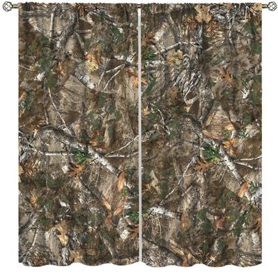 Vintage Wood Panel Curtains, Forest Moose Geese Paw Print Silhouette Rustic Bedroom Living Room Kitchen Rustic Window Drapes 42x63in