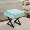 Home Soft Things 19"x19"x19" Square Heavy Faux Fur Ottoman, Bleached Aqua, Multi Functional Footrest Bed Bench Dressing Stool Living Room Bedroom Decor, Assembly Required view 1