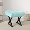 Home Soft Things 19"x19"x19" Square Heavy Faux Fur Ottoman, Bleached Aqua, Multi Functional Footrest Bed Bench Dressing Stool Living Room Bedroom Decor, Assembly Required view 3