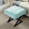 Home Soft Things 19"x19"x19" Square Heavy Faux Fur Ottoman, Bleached Aqua, Multi Functional Footrest Bed Bench Dressing Stool Living Room Bedroom Decor, Assembly Required view 4