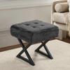 Home Soft Things 19"x19"x19" Square Heavy Faux Fur Ottoman, Charcoal, Multi Functional Footrest Bed Bench Dressing Stool Living Room Bedroom Decor, Assembly Required view 1