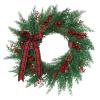 Welcome Wreath 21.65in Green Artificial Plant Pine Needle Berry Christmas Wreath Home Front Door Garden Decoration Shop Party Window Decor Garland Artificial Eucalyptus Wreath view 1