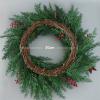 Welcome Wreath 21.65in Green Artificial Plant Pine Needle Berry Christmas Wreath Home Front Door Garden Decoration Shop Party Window Decor Garland Artificial Eucalyptus Wreath view 3