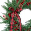 Welcome Wreath 21.65in Green Artificial Plant Pine Needle Berry Christmas Wreath Home Front Door Garden Decoration Shop Party Window Decor Garland Artificial Eucalyptus Wreath view 4