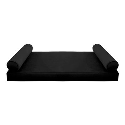Prolinemax Style V5 Twin-XL Size Velvet Pipe Trim Indoor Daybed Bolster Pillow Cushion Mattress Fitted Sheet |Cover ONLY| AD374