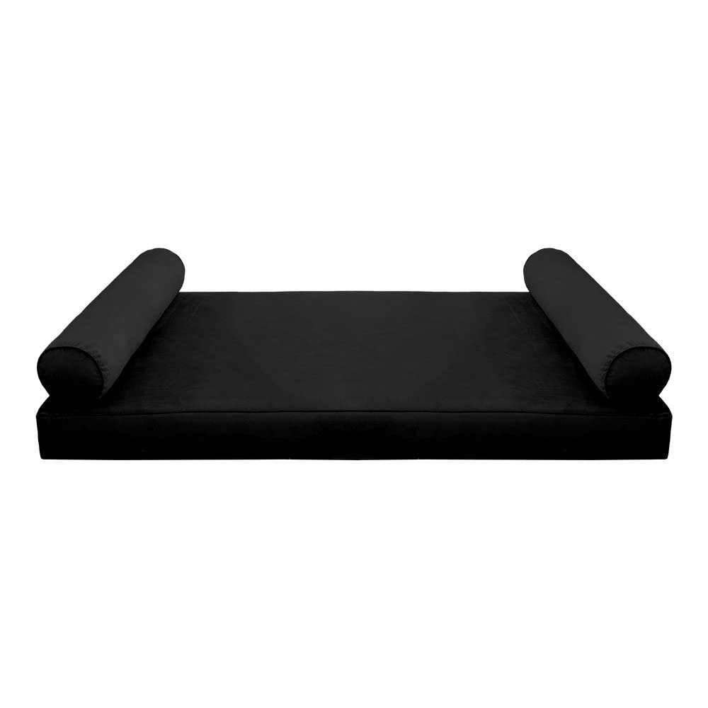 Prolinemax Style V5 Twin-XL Size Velvet Pipe Trim Indoor Daybed Bolster Pillow Cushion Mattress Fitted Sheet |Cover ONLY| AD374