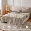 HOMICIA Linen Sheets California King Size, Stonewashed Linen Cotton Blend Sheets with Slub Texture, Breathable & Soft Cotton Bedsheets, All-Season Comfort, 4 Pieces, Beige view 2