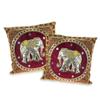 AeraVida Thai Elephant Embroidered Velvet Throw Pillow Cases Set of 2 Red | Embroidered Pillow Covers | Square Decorative Cushion Covers Pillow Cases | Velvet Throw Pillows Cases view 1