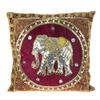 AeraVida Thai Elephant Embroidered Velvet Throw Pillow Cases Set of 2 Red | Embroidered Pillow Covers | Square Decorative Cushion Covers Pillow Cases | Velvet Throw Pillows Cases view 2