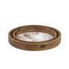 Benjara 18, 15 Inch Round Decorative Tray, Marble Effect, Brown Fir Wood Frame view 4