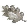 Benjara 22 Inch Modern Decorative Tray, Oak Leaf Design Striking Silver Metal Frame view 1