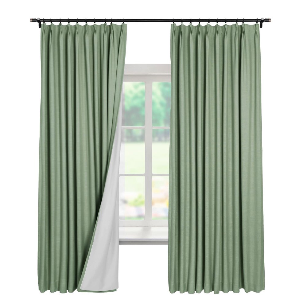 Macochico Pinch Pleated Blackout Curtain for Living Room Bedroom Thermal Insulated Room Darkening Drapes Window Treatment Curtain,Celadon,100W x 102L,2 Panels
