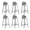 KWOKING Glam Metal Barstool Low Back Faux Leather Stool Seating Bar Chair Armless with Footrest Home High Cashdesk Backrest Grey Black 6 Pieces Set Counter Stool(26" H) view 1