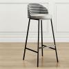 KWOKING Glam Metal Barstool Low Back Faux Leather Stool Seating Bar Chair Armless with Footrest Home High Cashdesk Backrest Grey Black 6 Pieces Set Counter Stool(26" H) view 2