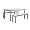 Benjara Felix 3 Piece Modern Dining Set, Crisp Acacia Wood Frame, 6 Seater, White and Gray view 1