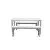 Benjara Felix 3 Piece Modern Dining Set, Crisp Acacia Wood Frame, 6 Seater, White and Gray view 3
