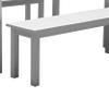Benjara Felix 3 Piece Modern Dining Set, Crisp Acacia Wood Frame, 6 Seater, White and Gray view 4