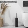 BGL Square Toilet Brush with Holder,Stainless Steel Rubber Painted Toilet Bowl Brush and Holder for Bathroom,2 Cleaner Brush Heads,Black view 2
