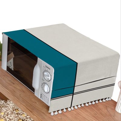 Microwave Oven Dust Cover, Abstract Modern Art Teal Color Block Stripe Geometric Pattern Anti-Slip Refrigerator Dust Cover Washing Machine Top Cover with Storage Pockets 28" X 67"