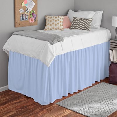 ABP COLLECTION Bed Skirt for Dorm Room, Ruffled Sized Three Fabric Sides College - 100% Cotton 800 Thread Count Twin XL 40/'' Tailored Drop Light Blue