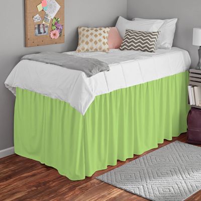 ABP COLLECTION Bed Skirt for Dorm Room, Ruffled Dorm Sized Bed Skirt Three Fabric Sides College Dorm Bed Skirt - 100% Cotton 800 Thread Count - Dorm Bed Skirt Twin XL 30" Tailored Drop Sage