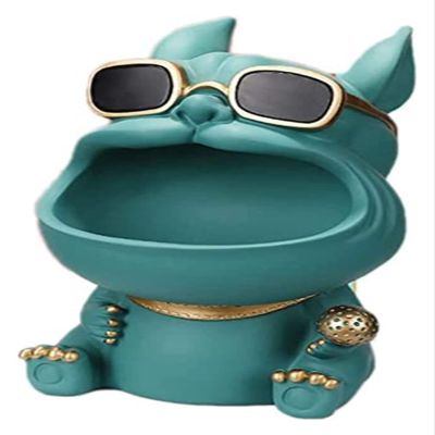 ALDEPO Sculpture Tabletop Small Statues Decor 1pc Cool Dog Figurine Big Mouth Dog Storage Box Key Basket Decor Ornaments