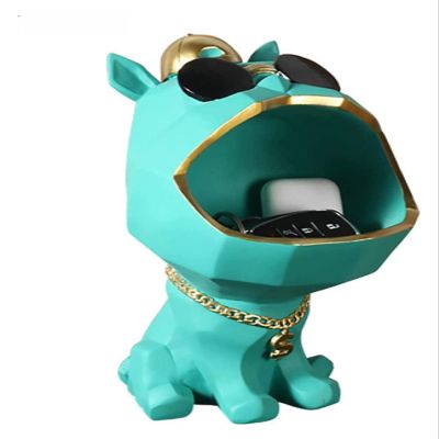 ALDEPO Sculpture Tabletop Statues Figurines Decor,Cool Dog Figurines Big Mouth Storage Box Statue Resin Animal Decor Decor