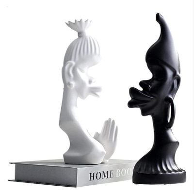 ALDEPO Sculpture Tabletop Unique Statue Sculpture Desk Decorations Statue,Ceramic Man Woman Figurines White Black African Couple Lover Statue Decor