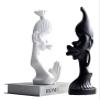 ALDEPO Sculpture Tabletop Unique Statue Sculpture Desk Decorations Statue,Ceramic Man Woman Figurines White Black African Couple Lover Statue Decor view 1