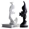 ALDEPO Sculpture Tabletop Unique Statue Sculpture Desk Decorations Statue,Ceramic Man Woman Figurines White Black African Couple Lover Statue Decor view 2