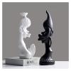 ALDEPO Sculpture Tabletop Unique Statue Sculpture Desk Decorations Statue,Ceramic Man Woman Figurines White Black African Couple Lover Statue Decor view 3