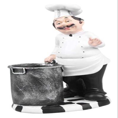 ALDEPO Sculpture Tabletop Outdoor Garden Courtyard Statue Decoration Ornament,Retro Chef Model Ornaments Resin Mini Chef Figurines Kitchen Restaurant Coffee Decor