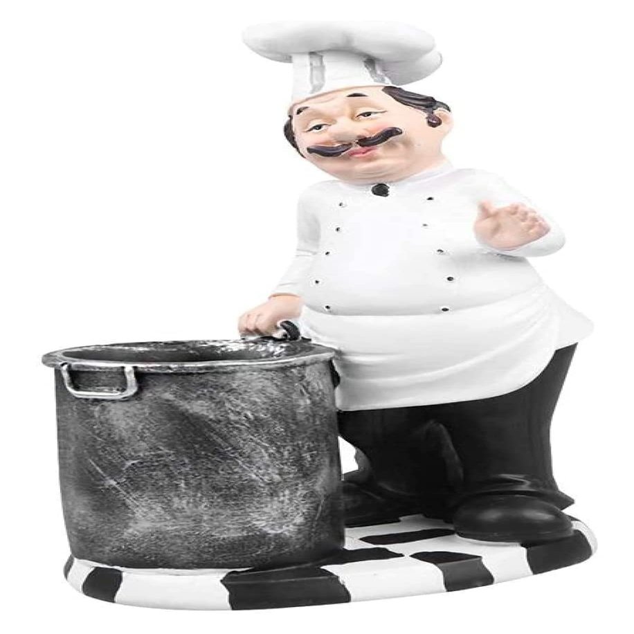ALDEPO Sculpture Tabletop Outdoor Garden Courtyard Statue Decoration Ornament,Retro Chef Model Ornaments Resin Mini Chef Figurines Kitchen Restaurant Coffee Decor