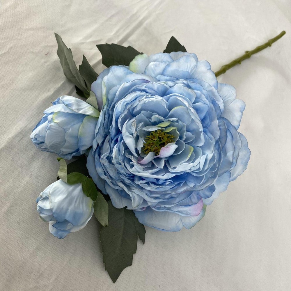 WISQUE 3 Heads of scorched Edge Rich Peony Wedding Wedding Flower Arrangement Home Living Room Decoration Fake Flowers to take Photos lightblue