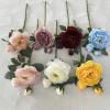 WISQUE 3 Heads of scorched Edge Rich Peony Wedding Wedding Flower Arrangement Home Living Room Decoration Fake Flowers to take Photos lightblue view 2