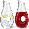 2 Pcs 48 oz Wine Decanter Carafe, Pierced Decanter, Clear Glass Juice Pitcher Jar for Red Wine Beer Water Lovers Gift Wedding Birthday Party Supplies view 1