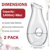2 Pcs 48 oz Wine Decanter Carafe, Pierced Decanter, Clear Glass Juice Pitcher Jar for Red Wine Beer Water Lovers Gift Wedding Birthday Party Supplies view 2
