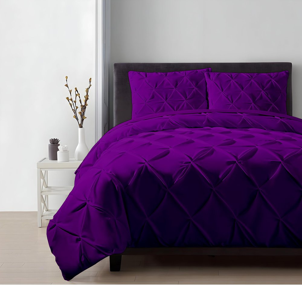 3-Piece Alaskan king Pinch Pleated duvet cover set 136x120 Inch 100% Organic Cotton Soft and Breathable Comforter Cover (1 Duvet Cover & 2 Pillow Shams) With Zipper Closure & Corner Ties (Taupe)