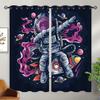 ONINUO Cool Astronaut Blackout Curtains for Girls Boy Home Decor, Planet Universe Space Galaxy Grommet Thermal Insulated Drapes Darkening Window Curtain for Bedroom Living Room, 63 x 63 Inch view 2