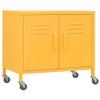 loibinfen Metal Storage Cabinet, Steel Storage Cabinet with 4 Wheels and 2 Doors, Office Storage Cabinet, Metal Garage Storage Cabinet for Storage, Mustard Yellow 23.6"x13.8"x22" view 3