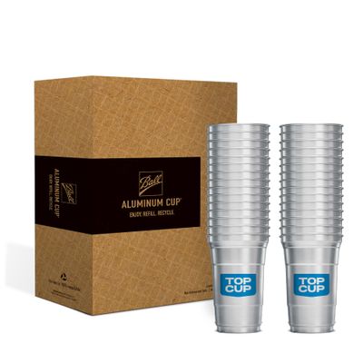 Top Cup 20 Ounce, 30 Count, Reusable Aluminum Party Cups | Cold-Holding, Recyclable, Made in USA