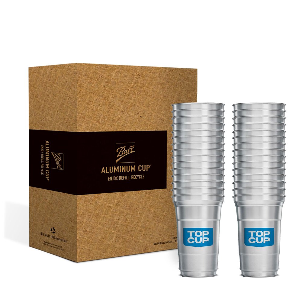 Top Cup 20 Ounce, 30 Count, Reusable Aluminum Party Cups | Cold-Holding, Recyclable, Made in USA